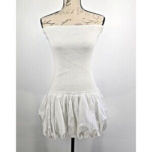 Aqua Women's Small White Strapless Bubble Mini Dress NWT